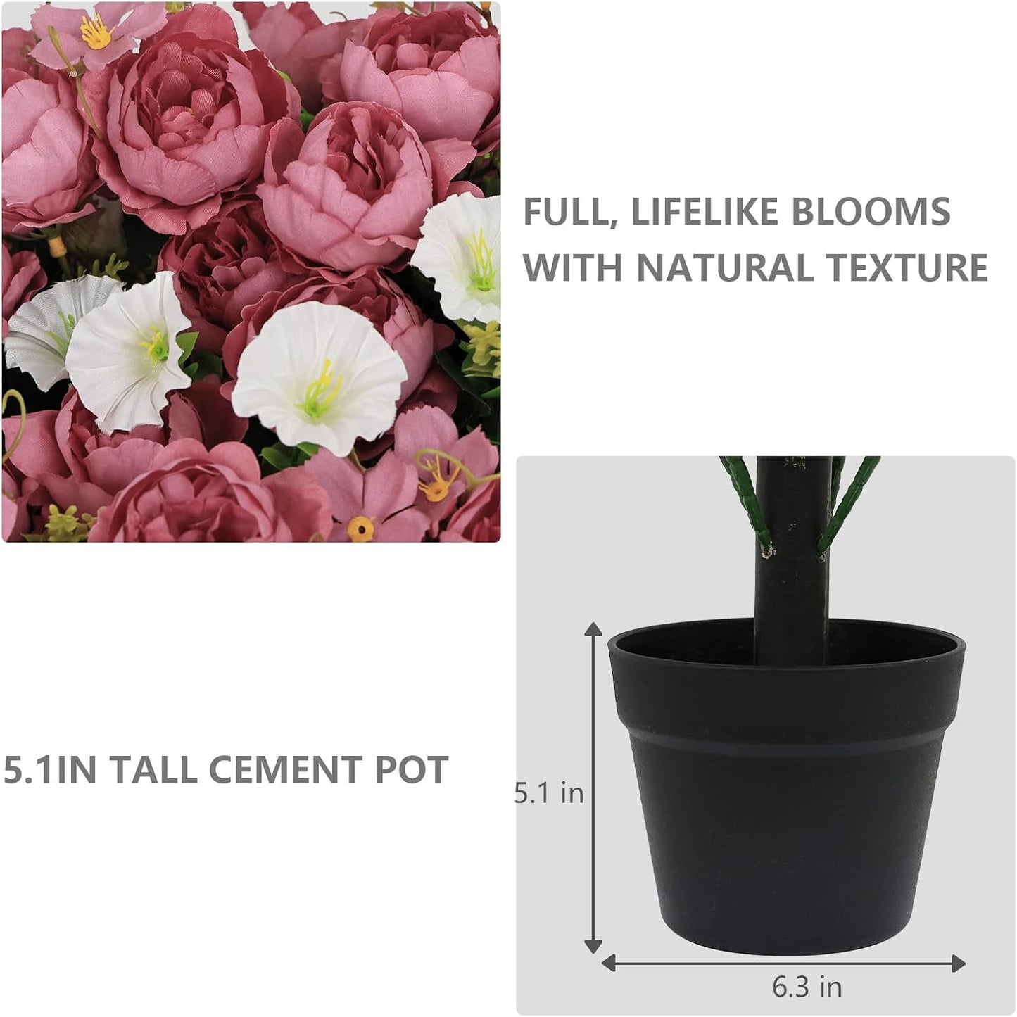 Designer UV-Resistant Silk Peony Pair