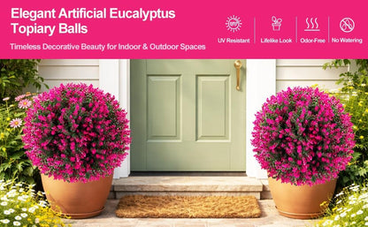 Pink Eucalyptus and Boxwood Topiary Set