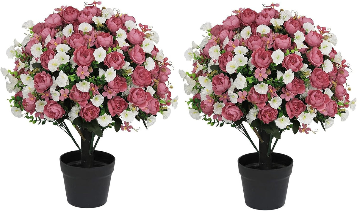 Designer UV-Resistant Silk Peony Pair