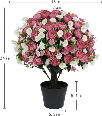 Designer UV-Resistant Silk Peony Pair