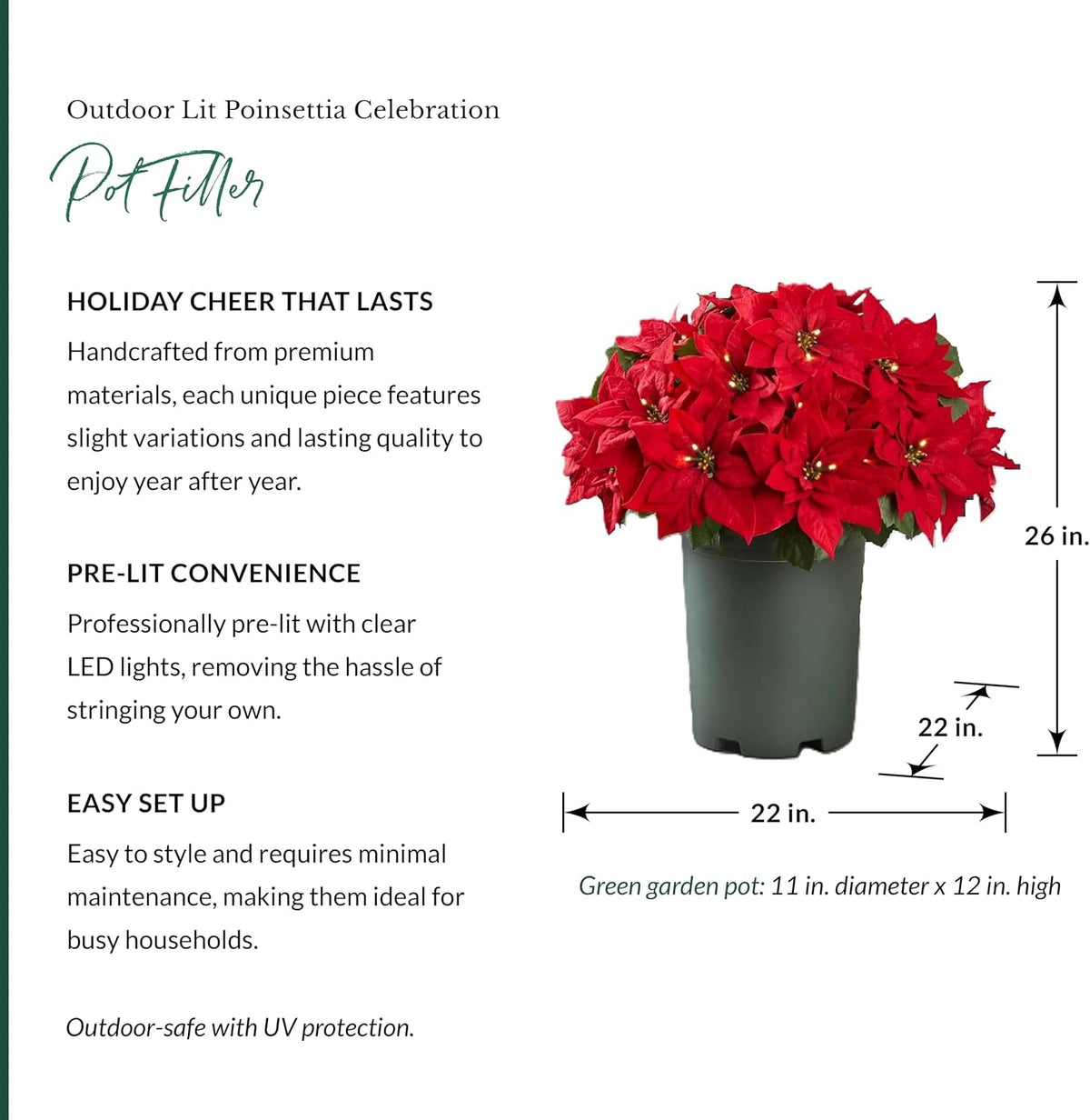Pre-Lit Outdoor Poinsettia Pot Fillers