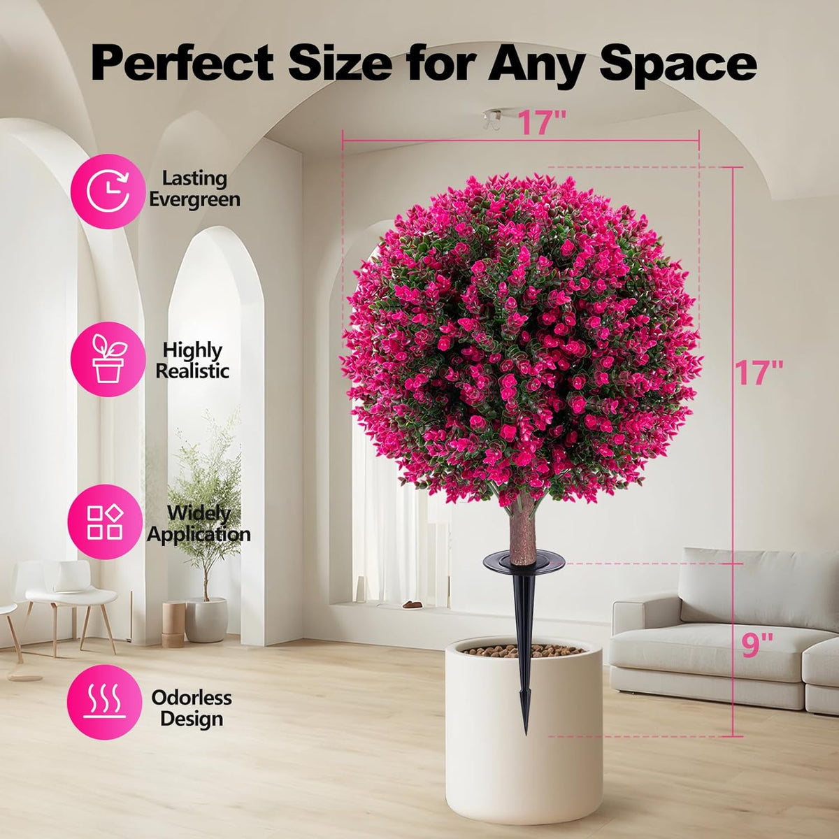 Pink Eucalyptus and Boxwood Topiary Set