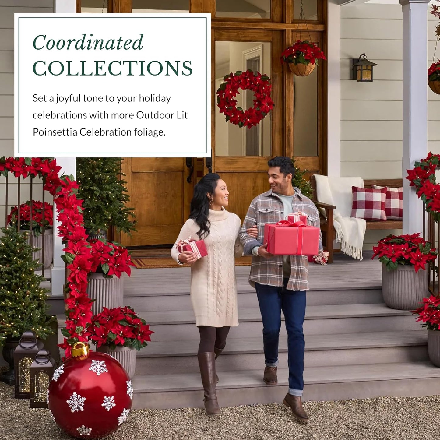 Pre-Lit Outdoor Poinsettia Pot Fillers