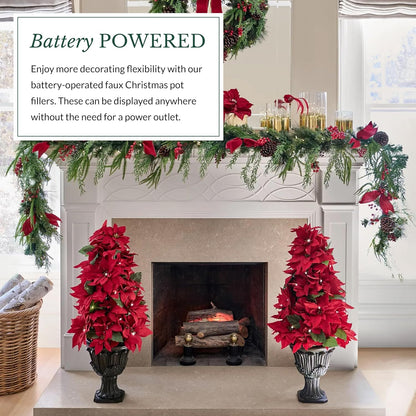 Pre-Lit Outdoor Poinsettia Pot Fillers